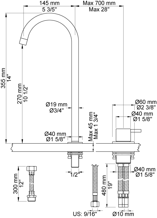 Vola w Arne Jacobsen 590V One Handle Mixer Tap