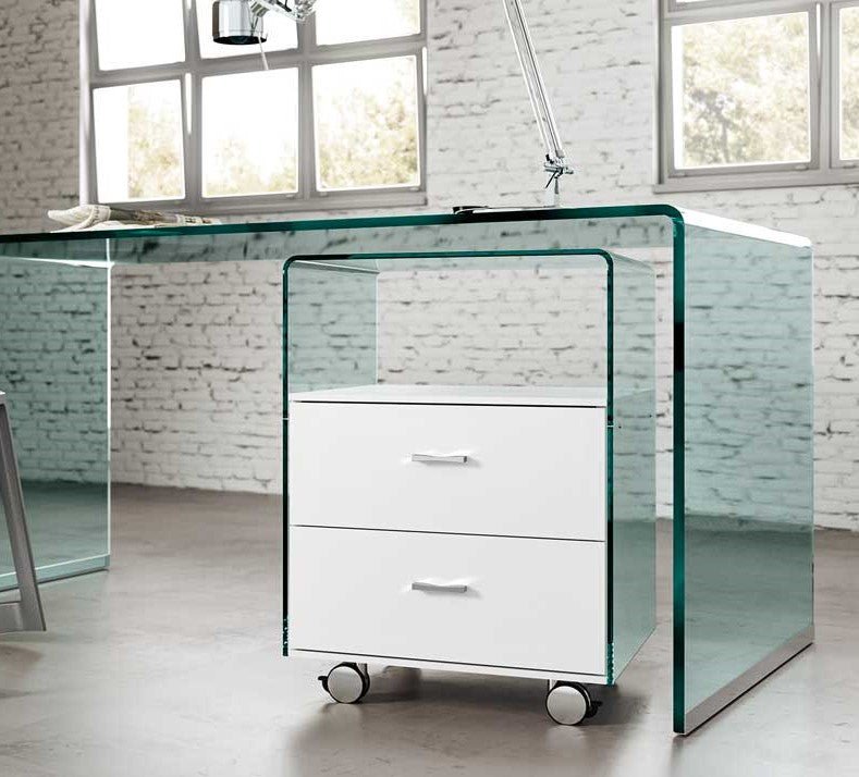 FIAM Curved Glass Drawer Unit on Wheels RIALTO | Panik Design