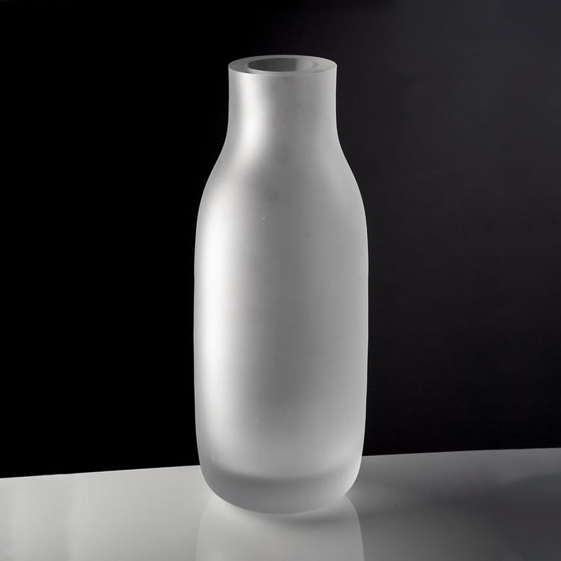 Qubus Milk Sandblasted Glass Vase