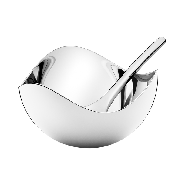 Georg Jensen Bloom Salt Cellar w Spoon