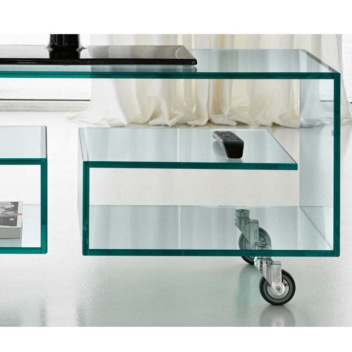 Tonelli - Flo 1 Glass TV Unit on Wheels