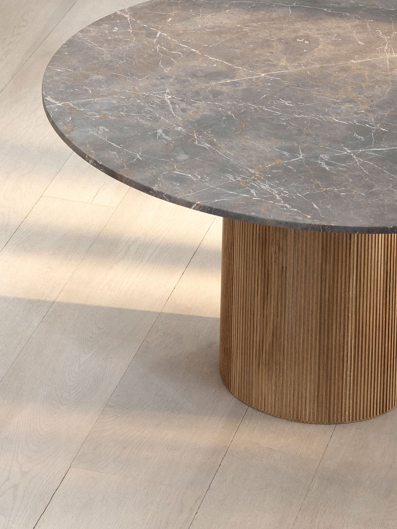 Vipp 494 Cabin Round Marble Table w Light Oak Base